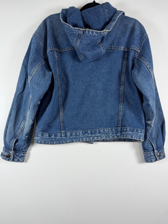 Wild Fable Women's Oversized Hooded Denim Jacket - Medium Wash XS: Midweight - Picture 9 of 11